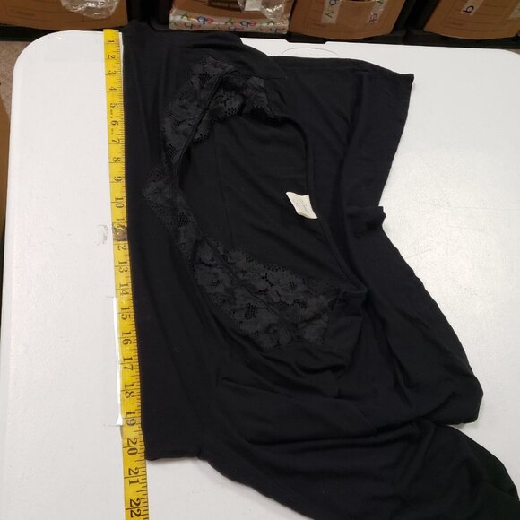 Soma Womens Lace Trim Long Sleeve Top Size M Black Event Party Feminine Witchy - Picture 5 of 8